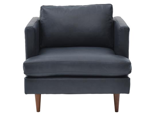 Allenby Top-Grain Leather Chair, Navy